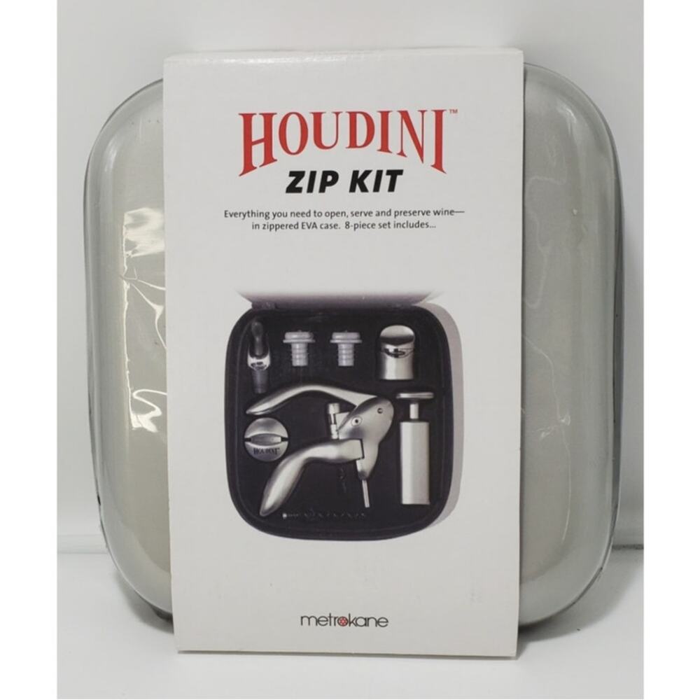 Metrokane Houdini Zip Kit 8 Pc Wine Bottle Opener in Zippered Case **NEW**